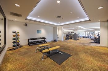 Fully equipped fitness center at the rays at vegas towers in las vegas, nv 89119